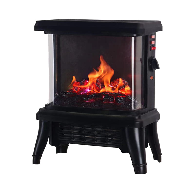 Freestanding fireplace electric ceramic heater na may hubog na screen